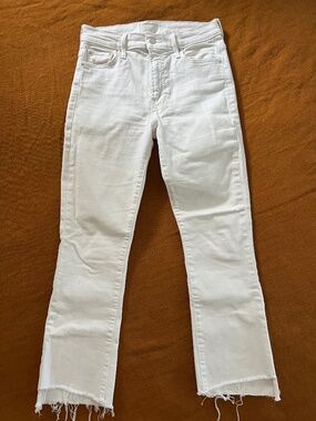 Mother Jeans Women's The Insider Crop Step Fray in Cream Puff Size 27